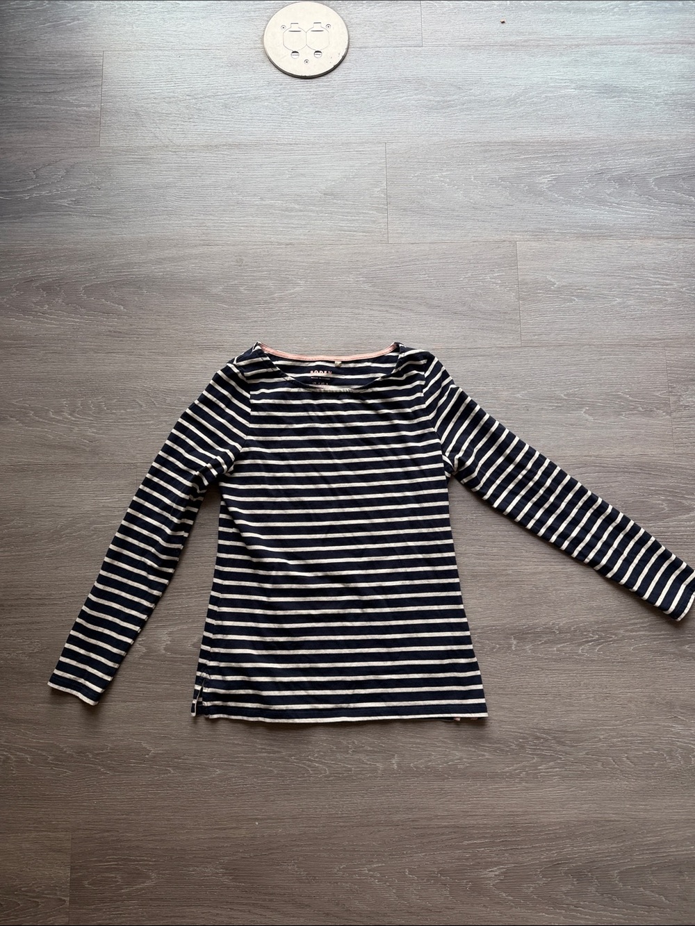 Boden Navy and White Striped Long-Sleeve Top